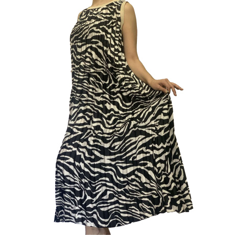 Φόρεμα Animal Print Πλισέ Άνετη Γραμμή