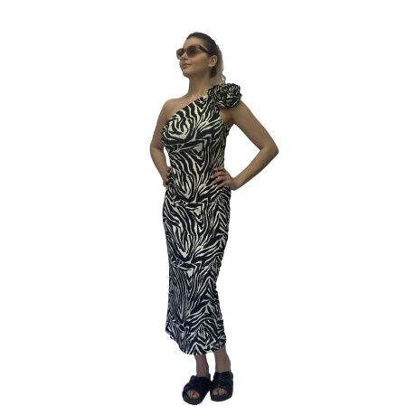 Φόρεμα Animal Print με Έναν ώμο Ελαστικό