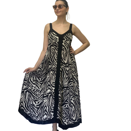 Φόρεμα Animal Print με Τιράντα σε Φαρδιά Γραμμή